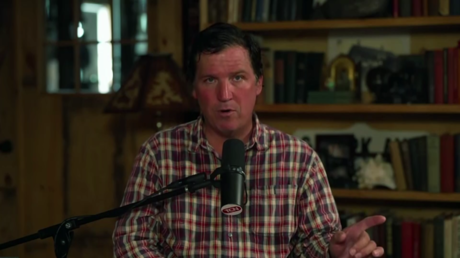 Tucker Carlson in an interview on East Meets West with Olga and Tara in July 2026.