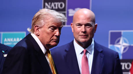 US President Donald Trump and US envoy to NATO Matthew Whitaker. © Getty Images / Jakub Porzycki/