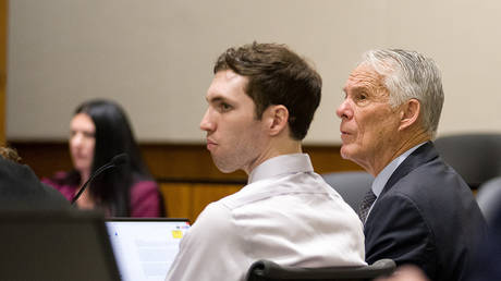 FILE PHOTO: Tyler Robinson, the man accused of the 2025 fatal shooting of Charlie Kirk, is seen in court in Provo, Utah, US.
