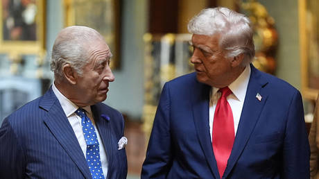 FILE PHOTO: King Charles III and US President Donald Trump.