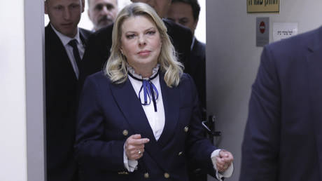 Sara Netanyahu, wife of Israeli Prime Minister Benjamin Netanyahu, attends a hearing at the Magistrate's Court in Rishon LeZion, Israel, Monday, January 23, 2023.