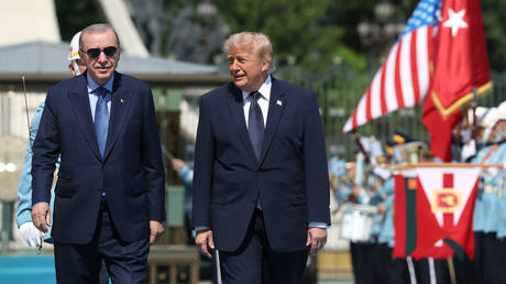 US President Donald Trump and Turkish President Recep Tayyip Erdogan during the annual NATO Summit on July 7, 2026 in Ankara, Türkiye