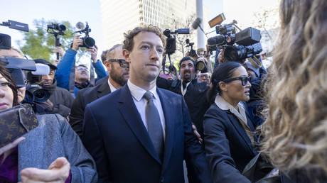 Mark Zuckerberg arrives at the Los Angeles Superior Court in Los Angeles, California, February 18, 2026