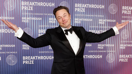 Elon Musk at the Academy Museum of Motion Pictures on April 13, 2024 in Los Angeles, California.