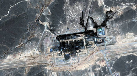 Satellite image shows fire damage in and around the East-West Pipeline pumping station following the September 11 drone attack, Saudi Arabia, September 13, 2026.
