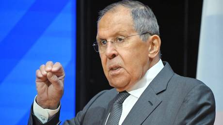 FILE PHOTO: Russian Foreign Minister Sergey Lavrov speaking during a meeting with students.