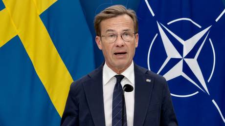 Swedish Prime Minister Ulf Kristersson speaks during a press conference in Stockholm, Sweden, on July 3, 2026.