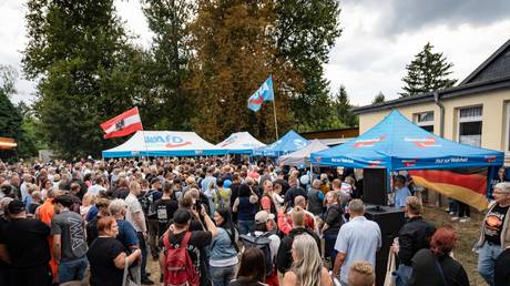 FILE PHOTO: An AfD campaign event in Haldensleben, Saxony-Anhalt, Germany, September 1, 2026.