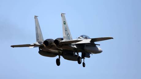 FILE PHOTO: A Saudi fighter jet over Adana, Türkiye, 2016.