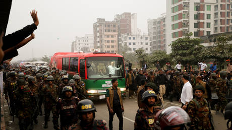Tarique Rahman greets the supporters of Bangladesh Nationalist Party (BNP) on December 25, 2025 in Dhaka, Bangladesh.