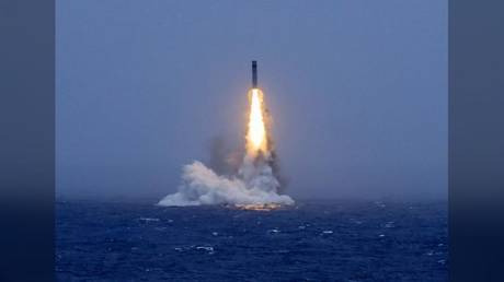 An image released by the Chinese PLA Navy shows a ballistic missile test, July 6, 2026.