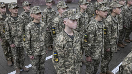 FILE PHOTO. Ukrainian cadets line up during the military oath ceremony in Lviv, Ukraine on October 1, 2025.