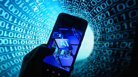 FILE PHOTO: An AI logo displayed on a smartphone.