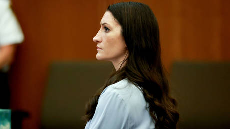 Lindsay Clancy listens to testimony during her murder trial at Plymouth Superior Court on August 11, 2026.
