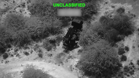 Footage released on July 23, 2026, showing a US strike on an Iranian military vehicle.