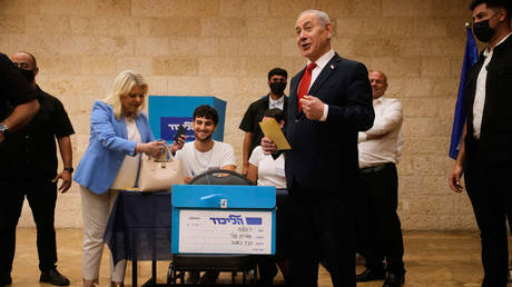 FILE PHOTO: Prime Minister Benjamin Netanyahu casts his ballot in the Likud party primaries ahead of the general election in October, August 17, 2026.
