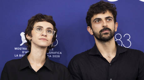 Rachel Szor and Yuval Abraham attend the 'Naza' Photocall during the 83rd Venice International Film Festival at Palazzo del Casino on September 10, 2026 in Venice, Italy.