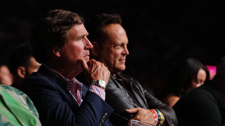 Tucker Carlson attends UFC 329 at T-Mobile Arena in Las Vegas, Nevada, on July 11, 2026.