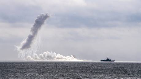 FILE PHOTO: A Russian warship during naval exercises near the Kuril Islands