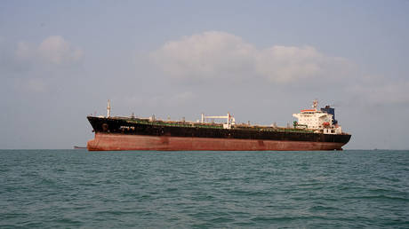 An oil tanker anchored in the Strait of Hormuz off Bandar Abbas, Iran, August 10, 2026.