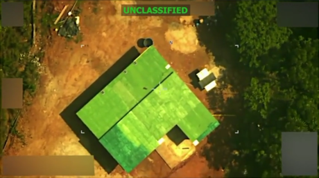 A screenshot from a US Southern Command video showing a military strike, released on June 12, 2026.