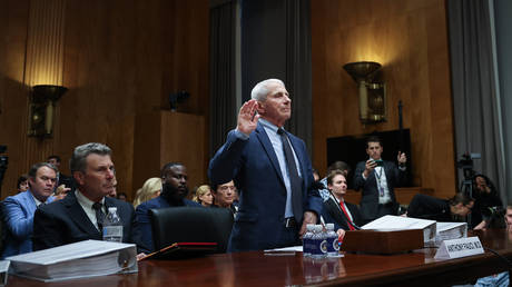 Anthony Fauci is sworn in prior to testimony before the Senate Homeland Security and Governmental Affairs Committee in Washington DC, July 29, 2026