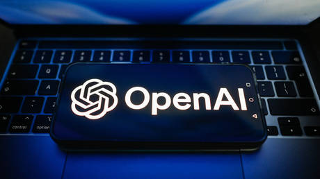 An OpenAI logo being displayed on a smartphone.