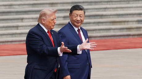 US President Donald Trump and Chinese President Xi Jinping attend a welcome ceremony at the Great Hall of the People, May 14, 2026, Beijing, China.