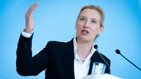 AfD party co-leader Alice Weidel speaks at a press conference in Berlin, Germany, June 9, 2026.