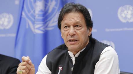 Former Pakistan Prime Minister Imran Khan at the General Assembly at the UN Headquarters in New York on September 24, 2019.