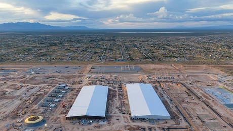 An aerial view of a Meta data center under construction in El Paso, Texas, on August 13, 2026.