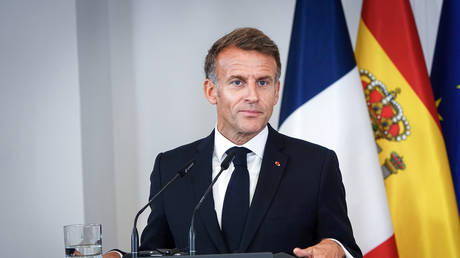 French President Emmanuel Macron at Moncloa Palace in Madrid, Spain, September 30, 2026.