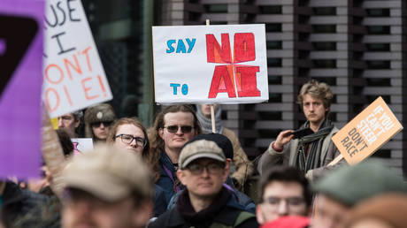 'March against the machines' protest in London, UK, on February 28, 2026