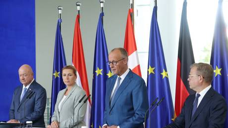 FILE PHOTO. German Chancellor Friedrich Merz alongside the leaders of Austria, Denmark, and Finland.