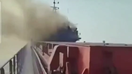 Iranian cargo vessel Anna targeted by a Ukrainian drone in the Caspian Sea on July 25, 2026