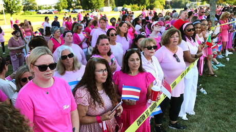 FILE PHOTO. Lindsay Clancy supporters gather outside Plymouth Superior Court on August 20, 2026.