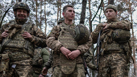 Ukrainian Army recruits at an undisclosed location in Ukraine on November 11, 2025.