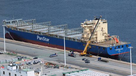 The PanStar Acro is moored at the North Port in Busan, South Korea, on August 20, 2026,