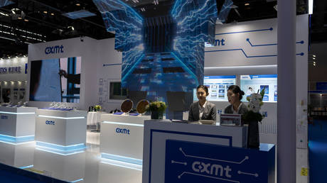 FILE PHOTO: a view of the CXMT's booth at a semiconductor exhibition in Beijing, China.
