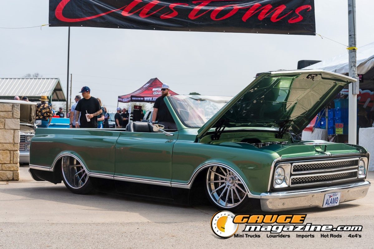 lone-star-throwdown-2026-green-lowered-classic-chevrolet-pickup-open-hood