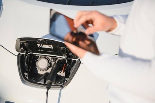 Electric vehicle illustrating EV crash, battery, and pedestrian safety