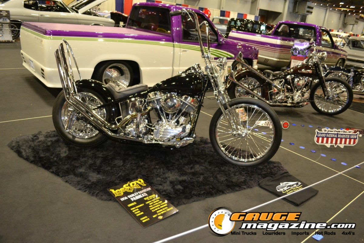 Custom chopper motorcycles at the Grand National Roadster Show 2026