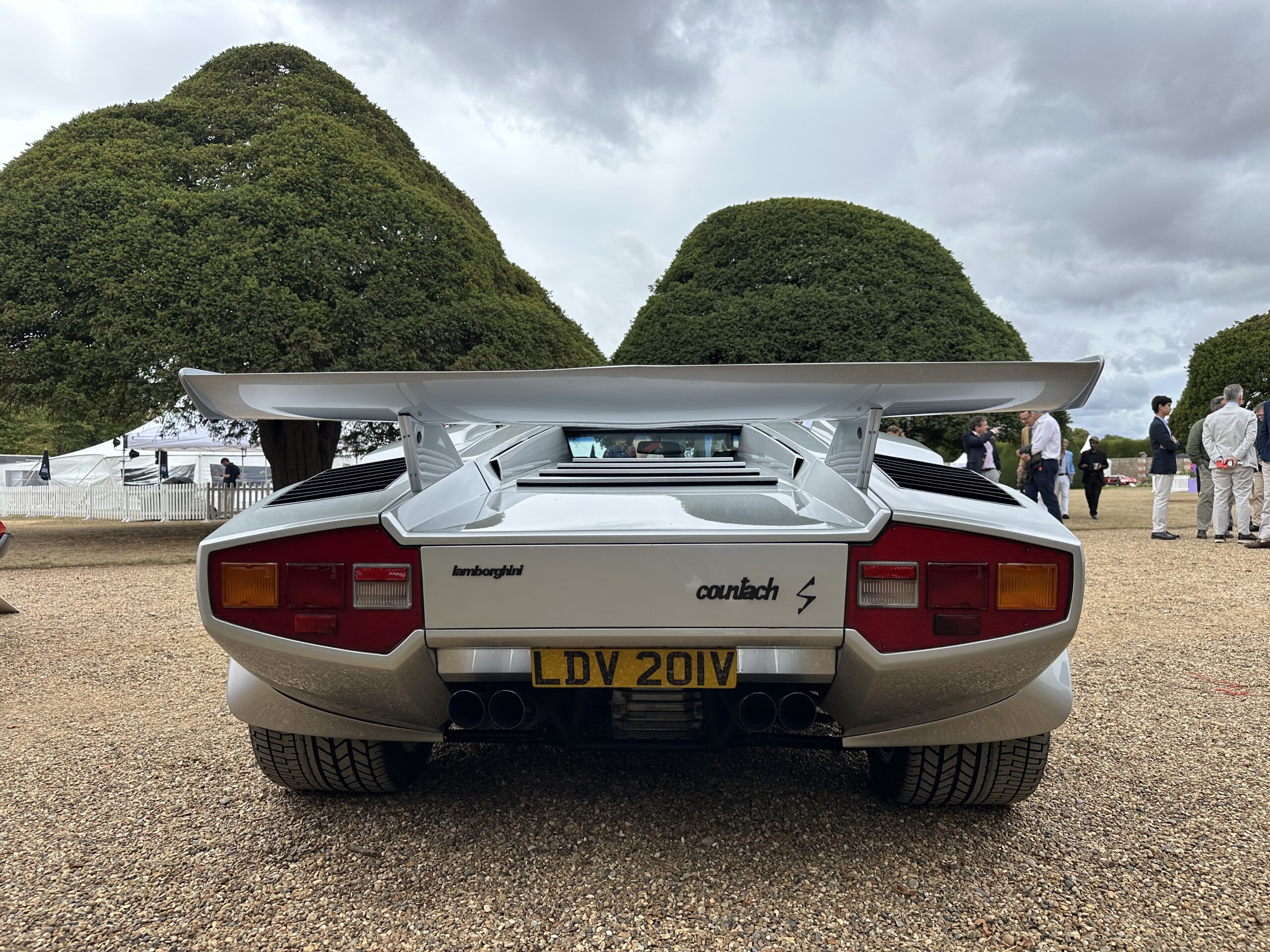 1980 Lamborghini Countach LP400 S (rear profile) on show at the Concours of Elegance 2026.