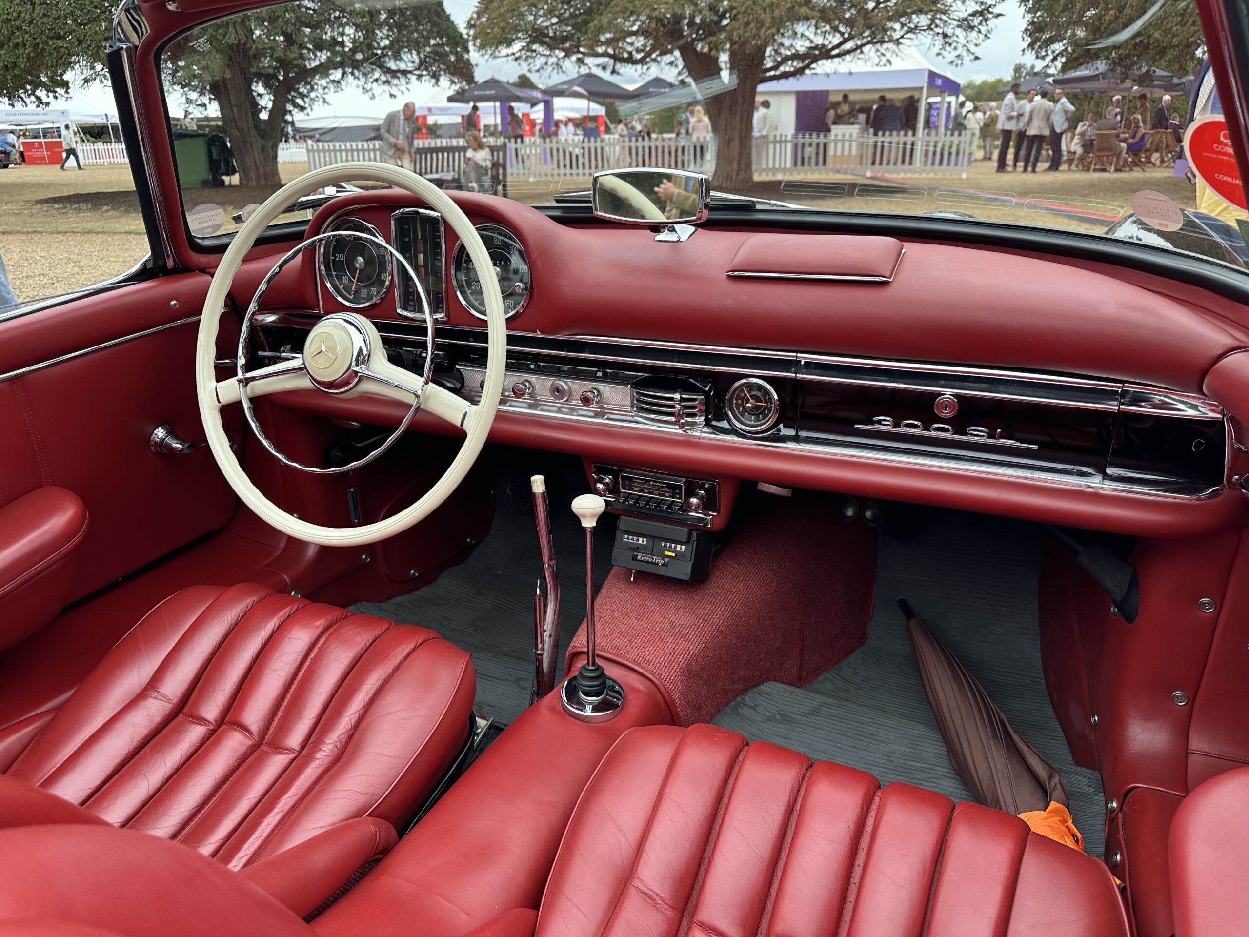 1957 Mercedes-Benz 300 SL Roadster, interior view. At the Concours of Elegance 2026.